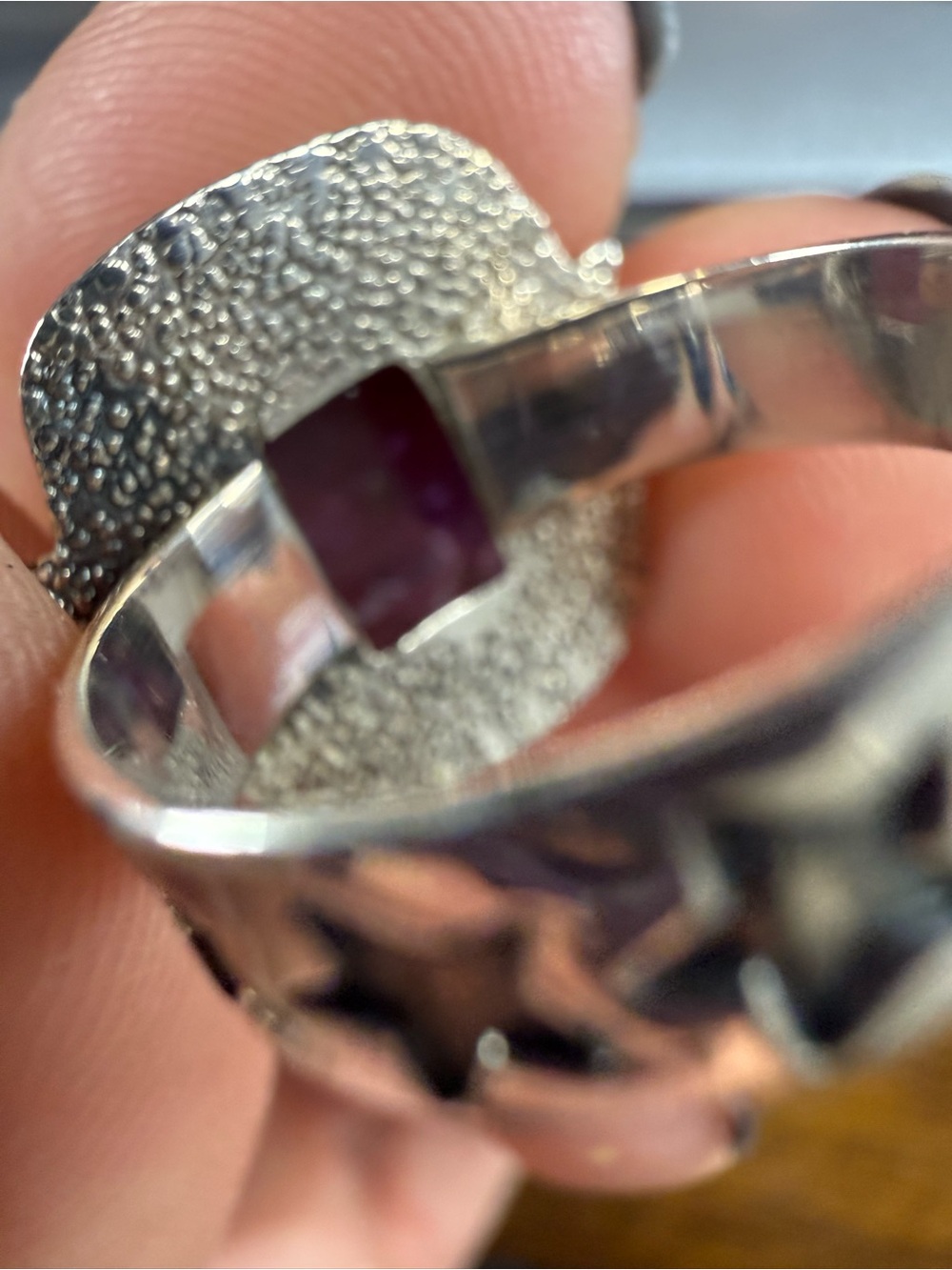 Sterling Silver Amethyst Statement Ring size 6 - Picture 6 of 6